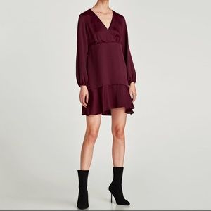 Zara purple ruffle bottom dress